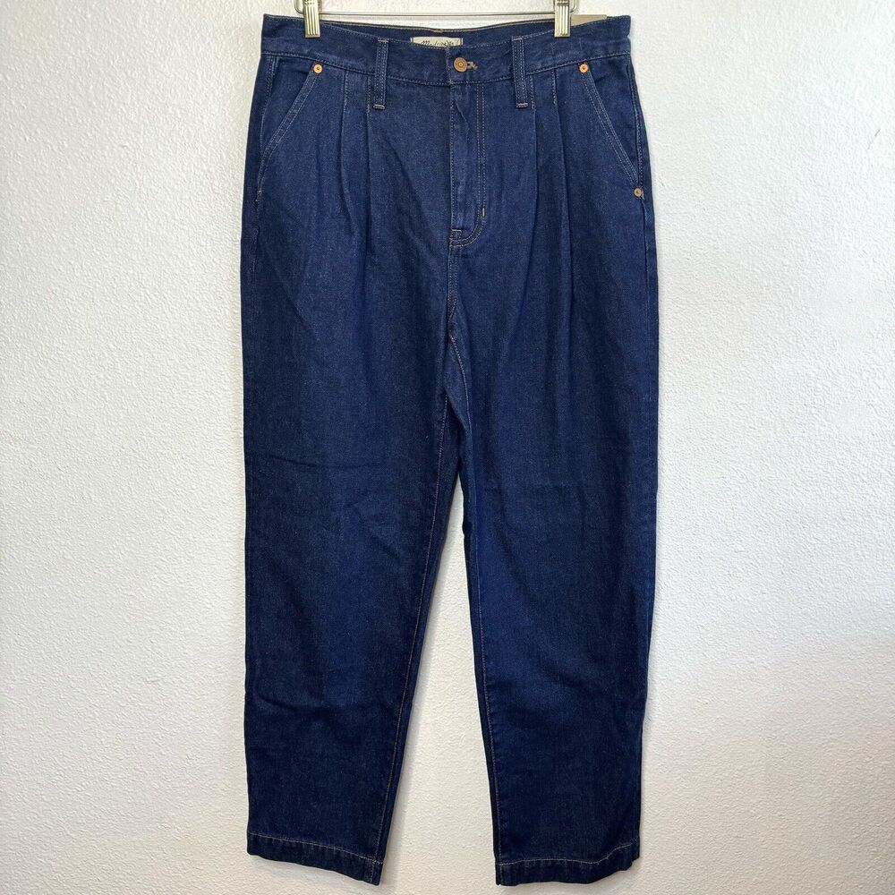 Madewell Baggy Straight Jeans in Woodham Wash Pleated Edition Women’s 30 Dark